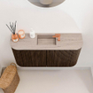 Mondiaz JOYA-DLUX 83.2cm toiletmeubel - ronding links en rechts kleur Walnut - Wastafel FAYE positie Midden 1 kraangat kleur Saba. SW1424695