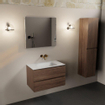 Mondiaz AIVY Ensemble de meuble - 80x45x50cm - 0 trous de robinet - 1 vasque talc Solid surface - Centre - 2 tiroirs - sans miroir - Melamine Mocha SW892295