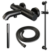 Brauer Black Carving Badkraan opbouw - glijstang - 2 functies - 2 carving knoppen - 2 carving knoppen - handdouche Staaf 1 stand - mat zwart SW1164554