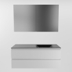 Mondiaz Aivy ensemble de meuble de salle de bains - 120x45x50cm - 0 trous de robinet - 1 lavabo urban Solid Surface - Droite - 2 tiroirs - Avec armoire miroir - MDF Talc SW892239