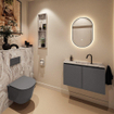 MONDIAZ TURE-DLUX 80cm toiletmeubel Dark Grey. EDEN wastafel Glace positie midden. Met 1 kraangat. SW1103230