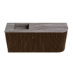 Mondiaz JOYA-DLUX 91.6cm toiletmeubel - ronding rechts kleur Walnut - Wastafel FAYE positie Links Zonder kraangat kleur Oza. SW1424592