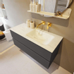 Mondiaz VICA-DLUX ensemble de meuble de salle de bain - 110cm - meuble sous-vasque gris foncé - 2 tiroirs - lavabo encastré cloud droite - sans trous de robinet - version haute de 60cm - opalo SW1087800