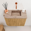Mondiaz JOYA-DLUX 51.6cm toiletmeubel - ronding links kleur Oak - Wastafel FAYE positie Rechts Zonder kraangat kleur Arena. SW1423863