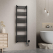 Belrad Radiateur sèche-serviettes électrique - 180x55cm - 1000W - raccordement à droite - noir mat SW1580320
