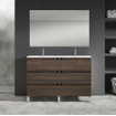 Adema Chaci PLUS Ensemble de meuble - 119x86x45.9cm - 2 vasques rectangulaires en céramique Blanc - 2 trous de robinet - 6 tiroirs - miroir rectangulaire - Noyer (bois) SW926303