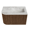 MONDIAZ KURVE-DLUX 75cm Meuble salle de bain avec module 25 G - couleur Walnut - 1 tiroir - 1 porte - vasque GRUNNE droite - sans trou de robinet - couleur Glace SW1138006