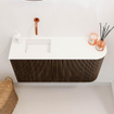 Mondiaz JOYA 81.6cm toiletmeubel - ronding rechts kleur Walnut - Wastafel FAYE positie Links Zonder kraangat kleur Talc. SW1421311