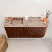 Mondiaz JOYA-DLUX Meuble de salle de bains - 81,6cm - arrondi droite couleur Ruby - Vasque FAYE position Gauche 1 trou de robinet couleur Arena SW1426260