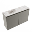 MONDIAZ TURE-DLUX 80cm toiletmeubel Smoke. EDEN wastafel Glace positie links. Zonder kraangat. SW1103552