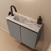 MONDIAZ TURE-DLUX Meuble toilette - 60cm - Smoke - EDEN - vasque Glace - position gauche - 1 trou de robinet SW1103575