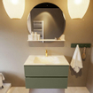 Mondiaz VICA-DLUX Ensemble de meuble de salle de bain - 80cm - meuble sous-vasque armée - 2 tiroirs - lavabo encastré nuage milieu - 1 trou de robinet - version haute 60cm - ostra SW1087024