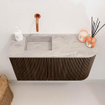 Mondiaz JOYA-DLUX 71.6cm toiletmeubel - ronding rechts kleur Walnut - Wastafel FAYE positie Links Zonder kraangat kleur Glace. SW1422399