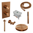 BRAUER Stripe Thermostatische Inbouw Regendouche - 3-weg - rechthoekig - SET 15 - 25cm douchekop - plafondarm - staaf handdouche - doucheslang - wandaansluitbocht - koper geborsteld PVD SW1434927