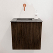 Mondiaz JOYA-DLUX 40cm toiletmeubel - kleur Walnut - Wastafel FAYE positie Links Zonder kraangat kleur Sombra. SW1424689