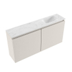 MONDIAZ TURE-DLUX Meuble de toilettes 100 cm Linen. EDEN lavabo Opalo position droite. Sans trou de robinet. SW1104412