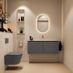 MONDIAZ TURE-DLUX Meuble toilette - 120cm - Dark Grey - EDEN - vasque Ostra - position centrale - sans trou de robinet SW1104820