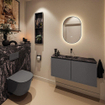 MONDIAZ TURE-DLUX 100cm toiletmeubel Dark Grey. EDEN wastafel Lava positie midden. Zonder kraangat. SW1103796