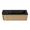 MONDIAZ KURVE 135cm Meuble salle de bain avec module 25 G - couleur Oak - 1 tiroir - 1 porte - vasque BIG MEDIUM droite - 1 trou de robinet - Urban SW1138416