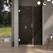 FugaFlow Eccelente Vetro Cabine de Douche - 90x140x200cm - charnières - poignée de porte - plat - verre fumé - Mat blanc SW1222857
