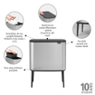 Brabantia Bo Touch Bin Afvalemmer - 11+23 liter - 2 kunststof binnenemmers - matt steel fingerprint proof SW1117515