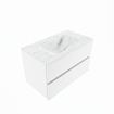 Mondiaz VICA-DLUX Ensemble de meuble de salle de bain - 80cm - meuble sous-vasque talc - 2 tiroirs - lavabo encastrée cloud milieu - sans trous de robinet - version haute de 60cm - opalo SW1088498