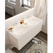 Mondiaz VICA ensemble de meuble de salle de bain - 120cm - meuble sous-vasque lin - 4 tiroirs - lavabo lune double - 2 trous de robinet - version XL 60cm de haut SW1090506