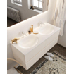 Mondiaz VICA Meuble Linen avec 4 tiroirs 120x50x45cm vasque lavabo Moon double 2 trous de robinet SW411002
