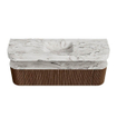 MONDIAZ THOR-DLUX 170cm badmeubel ronding links + rechts kleur Walnut met 1 lade en 2 deuren. Vrijhangende wastafel CLOUD Midden zonder kraangat kleur Glace. SW1465565
