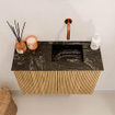 Mondiaz JOYA-DLUX 60cm toiletmeubel - kleur Oak - Wastafel FAYE positie Rechts Zonder kraangat kleur Lava. SW1422042