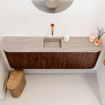 Mondiaz JOYA-DLUX 123.2cm toiletmeubel - ronding links en rechts kleur Ruby - Wastafel FAYE positie Midden Zonder kraangat kleur Saba. SW1425639