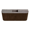 Mondiaz JOYA-DLUX 103.2cm toiletmeubel - ronding links en rechts kleur Walnut - Wastafel FAYE positie Midden 1 kraangat kleur Oza. SW1424616