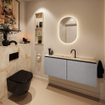 MONDIAZ TURE-DLUX Meuble toilette - 120cm - Plata - EDEN - vasque Frappe - position centrale - 1 trou de robinet SW1102937