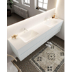 Mondiaz VICA ensemble de meuble de salle de bain - 200cm - meuble sous-vasque argile - 4 tiroirs - lavabo nuage double - 2 trous de robinet - miroir LED - version XL 60cm de haut SW1097968