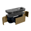 MONDIAZ THOR-DLUX Meuble de salle de bains - 120cm - arrondi gauche + droite - couleur Dusk - 1 tiroir - 2 portes - Vasque suspendue CLOUD droite sans trou de robinet - couleur Lava SW1463283