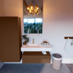 Mondiaz ALAN-DLUX Ensemble de meuble - 100cm - meuble Rust mat - 1 tiroir - Lavabo Cloud Ostra suspendu - vasque gauche - 1 trou de robinet SW807480