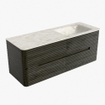 Mondiaz CIRO-DLUX Ensemble de meubles de salle de bains - 130x45x50cm - Plan-vasque solid surface Ostra - 1 vasque à droite - 1 trou de robinet - 4 tiroirs - Shadow SW1532464