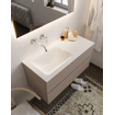 Mondiaz VICA ensemble de meuble de salle de bain - 100cm - meuble sous-vasque fumée - 2 tiroirs - lavabo nuage gauche - sans trou de robinet version XL 60cm de haut SW1089804