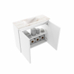 MONDIAZ TURE-DLUX Meuble toilette - 60cm - Talc - EDEN - vasque Frappe - position centrale - sans trou de robinet SW1102587