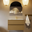 Mondiaz VICA-DLUX ensemble de meuble de salle de bain - 80cm - meuble sous-vasque oro - 2 tiroirs - lavabo encastré cloud milieu - 1 trou de robinet - version haute de 60cm - glace SW1088252