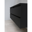 Basic Bella Meuble lavabo acrylique noir avec sans trous de robinet 120x55x46cm Flat Pack Noir mat SW538767