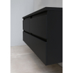 Basic Bella Meuble salle de bains avec lavabo acrylique Blanc 120x55x46cm 2 trous de robinet Noir mat SW491745