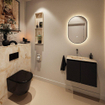 MONDIAZ TURE-DLUX Meuble toilette - 60cm - Urban - EDEN - vasque Frappe - position gauche - sans trou de robinet SW1102613