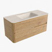 Mondiaz CIRO-DLUX Meuble de salle de bains - 110x45x50cm - Lavabo solid surface Meli - 1 vasque au milieu - sans trous de robinet - 2 tiroirs - Chêne SW1531386
