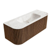 MONDIAZ KURVE-DLUX 120cm Meuble salle de bain avec module 25 G et D - couleur Walnut - 1 tiroir - 2 portes - vasque BIG SMALL centre - 1 trou de robinet - couleur Frappe SW1137421