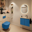 MONDIAZ TURE-DLUX Meuble de toilettes 60 cm Jeans. EDEN lavabo Frappe position milieu. Avec 1 trou de robinet. SW1102830