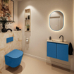 MONDIAZ TURE-DLUX Meuble toilette - 60cm - Jeans - EDEN - vasque Frappe - position centrale - 1 trou de robinet SW1102830