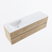 MONDIAZ VICA meuble sous lavabo 150cm Chêne blanchi 2 tiroirs. Lavabo CLOUD gauche 1 trou de robinet, couleur Talc. SW1381827