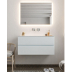 Mondiaz VICA ensemble de meuble de salle de bain - 100cm - meuble sous-vasque argile - 2 tiroirs - lavabo lune milieu - sans trou de robinet version XL 60cm de haut SW1091158