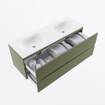 Mondiaz VICA Badkamermeubelset - 100cm - army - 2 lades - Wastafel MOON - midden - zonder kraangat - kleur talc - XL versie 60cm hoog SW1189287